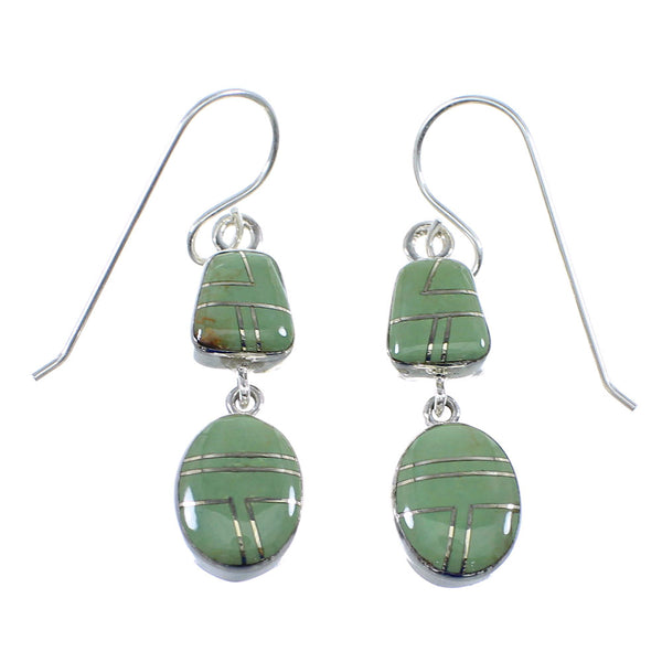 Southwestern Turquoise Sterling Silver Hook Dangle Earrings YX52596